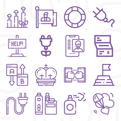 16 pack of promote  lineal web icons set