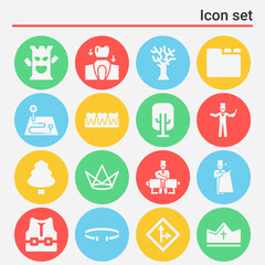 16 pack of crown  filled web icons set