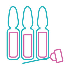 Syringe with medicine bottles icon, line style