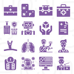 16 pack of nurse  filled web icons set