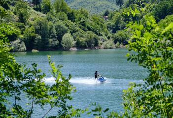 Jet skis rented to tourists on Lake Vagli