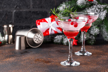 Cranberry margarita cocktail. Christmas drink