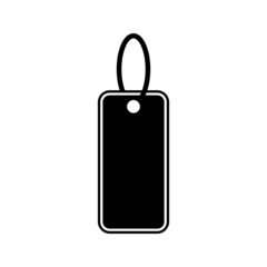 Fototapeta premium Blank black paper price tag. label icon with cord on white background