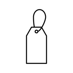 Blank black paper price tag. label icon with cord on white background