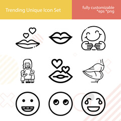 Simple set of kisses related lineal icons.