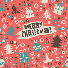 Obraz premium Merry Christmas. Seamless Christmas pattern. Seamless vector background. Background can be used for pattern fills, web page backgrounds,surface textures. 