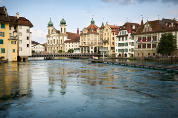 Fototapeta na wymiar Luzern Switzerland Tourism Sightseen cityscape 