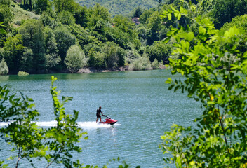 Jet skis rented to tourists on Lake Vagli