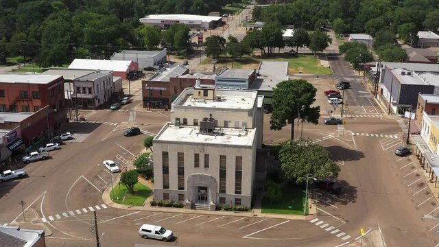 Downtown Traffic in a Small Town, Crocket, Texas, USA