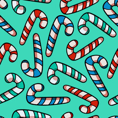 Candy cane stripe endless pattern Sweets Vector Dessert Seamless background.