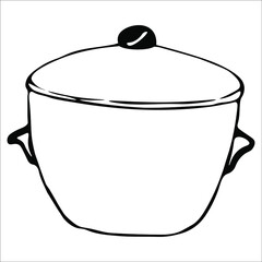 Pan. Kitchenware. Single doodle vector illustration. Hand drawn.