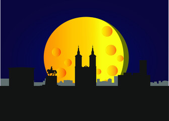 Naklejka premium skyline of logrono city in spain.