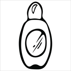 Flacon of perfume. Single doodle vector illustration. Hand drawn.