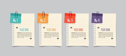 Text box design with note papers.	
