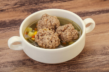Soup with vegetables and meat balls