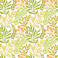 Vector floral seamless pattern. Hand drawn flowers illustration. Repeatable background.