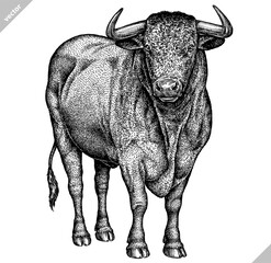 black and white engrave isolated bull vector illustration © Turaev