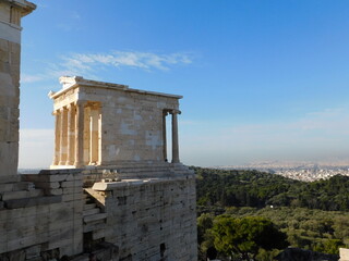 View of the ancient temple of Athena Nike, in the Acropolis of Athens, Greece