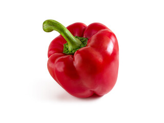 Red shiny bell pepper on a white background