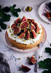 Figs cake with fresh cream frosting..style vintage
