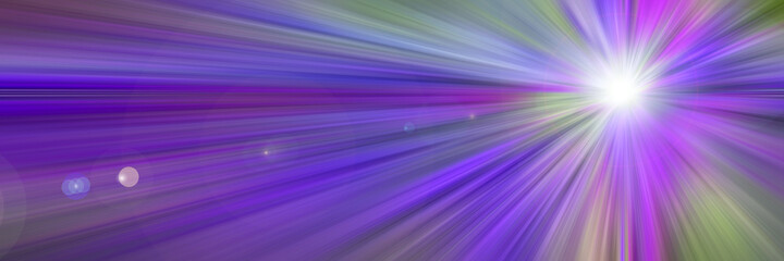 Abstract violet background. Bright flash of light. Light explosion from central point. Holy magic glow. Sparkling Rays of Light.