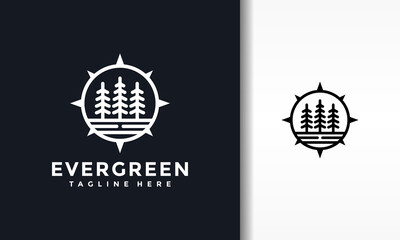 compass forest fir tree logo