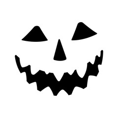 Fototapeta premium Pumpkin smiled black face silhouette.