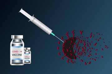 Vaccination against coronavirus. Defeating the coronavirus. Killing or destroying coronavirus COVID-19 concept background.