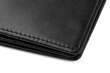 Black leather men purse isolated on a white background