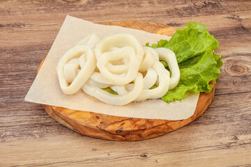 Raw squid rings for cooking