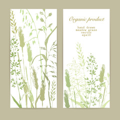 Meadow grass design template background in green colors