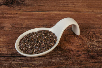 Seasoning chia seeds in the bowl