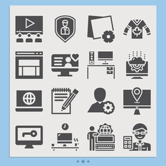 Simple set of computers related filled icons.
