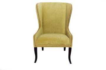 A new chair in the Baroque style, green on a white background