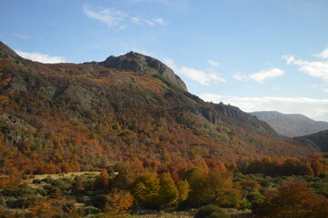 Autumn hiking in the mountains and lake district of San Martin de Andes in Argentina