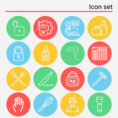 16 pack of writing  lineal web icons set