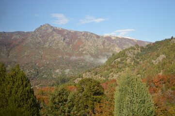 Autumn hiking in the mountains and lake district of San Martin de Andes in Argentina