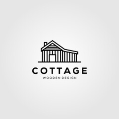 Fototapeta premium line art cottage village logo vector illustration