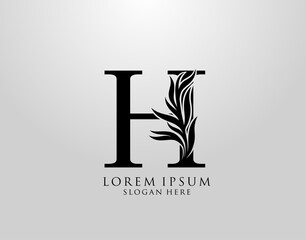 Letter H logo Nature Leaves Logo, alphabetical leaf icon.