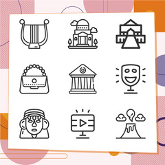 Naklejka premium Simple set of 9 icons related to cultural