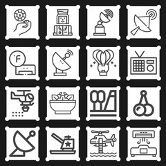 16 pack of aerial  lineal web icons set