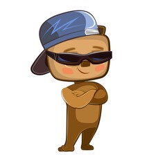 Teddy bear. Cartoon style. Young cub. Vector. Cute baby.