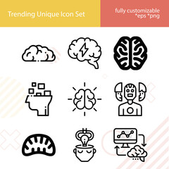 Simple set of mentality related lineal icons.