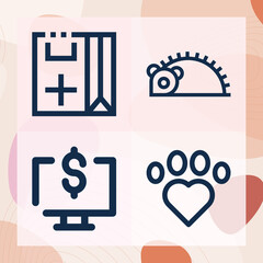 Simple set of animals related lineal icons