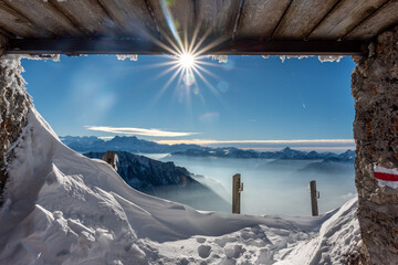 Snow covered mountains. Rochers-De-Naye , Vaud Canton, Switzerland.