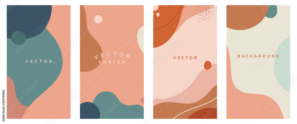 Aufkleber Vector set of abstract creative backgrounds in minimal trendy style with copy space for text -