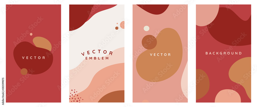 Poster Vector set of abstract creative backgrounds in minimal trendy style with copy space for text -