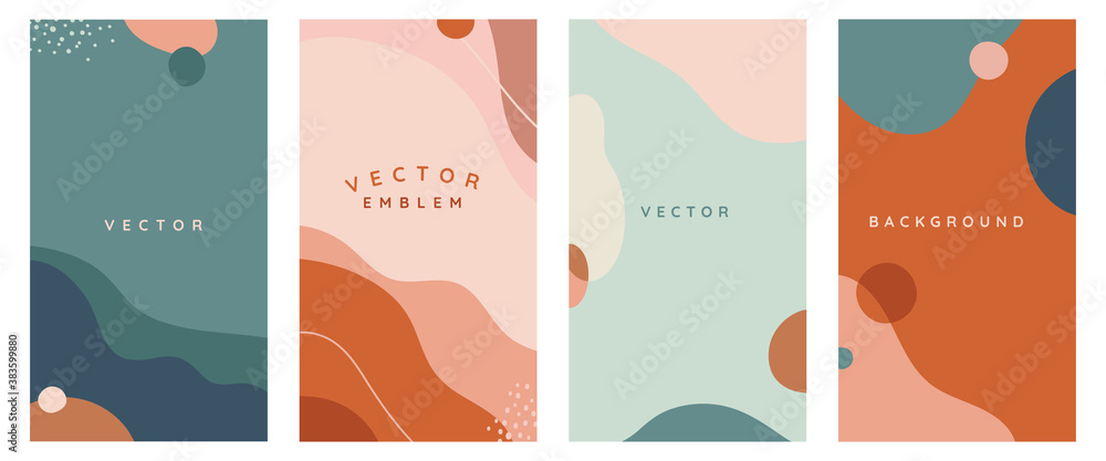 Fototapete Vector set of abstract creative backgrounds in minimal trendy style with copy space for text -