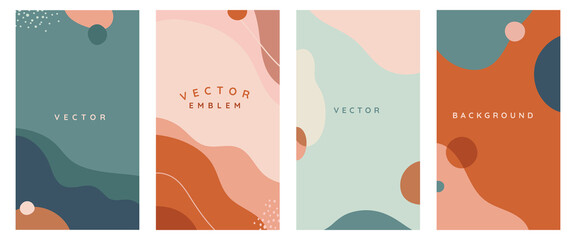 Fototapeta Vector set of abstract creative backgrounds in minimal trendy style with copy space for text - obraz