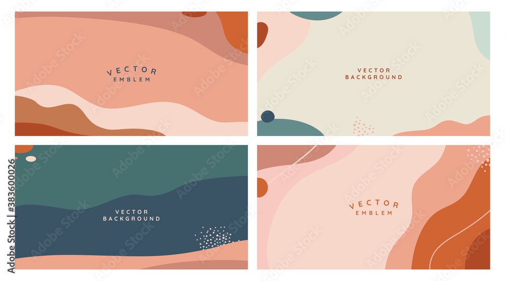 Aufkleber Vector set of abstract creative backgrounds in minimal trendy style with copy space for text -
